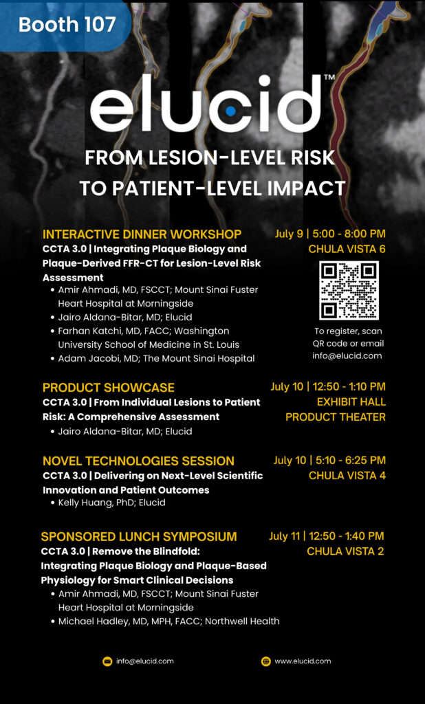 A schedule of Elucid's events at SCCT 2026
